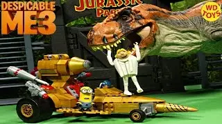 New Mega Construx Despicable Me 3 Dru's Transforming Car Vs T-Rex Jurassic Park Unboxing