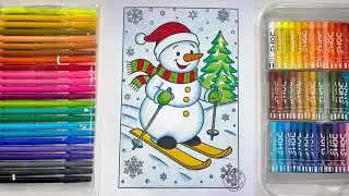 How to Colour a Cute Snowman ⛄ | Winter Colouring for Kids 🎨