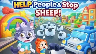Police Panda Helps Kids 🐼🚓 | Stop the Sheep 🐑 | Baby Bus Cartoon Game#police #kids 