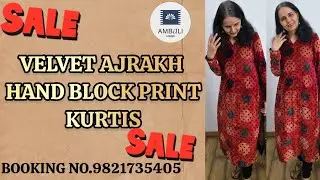17/1/26..SALE!SALE!SALE!Velvet ajrakh hand block print Kurti @AmbaliLoomsByMeenakshiNehra 9821735405