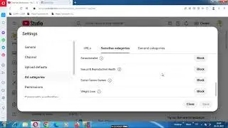 youtube settings Ad categories