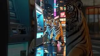 Double Trouble: Twin Tigers Robbing an ATM! 💸🐾 #epicfail #funnyanimals