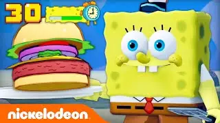 SpongeBob Cooks KRABBY PATTIES In A Video Game World 🍔 | Nicktoons