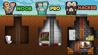 Minecraft - UNDERGROUND FAMILY HOUSE! (NOOB vs PRO vs HACKER)