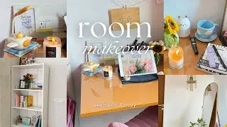aesthetic room makeover ☀️📚|cozy and minimal, korean and pinterest inspired, pink themed🌸