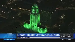 LA City Hall glows green for Mental Health Awareness Month