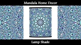 Light Blue Floral Life Mandala Lamp Shade by David Zydd