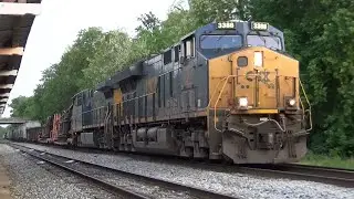 CSX ET44AH 3388 w/ Track Turnouts Leads Manifest Q582-28 on 5/3/22