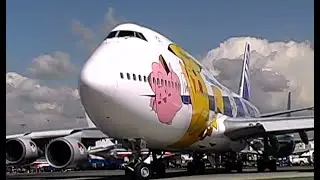 ANA All Nippon Airways Boeing 747-400 JA8962  Pikachu Departs from  LAX
