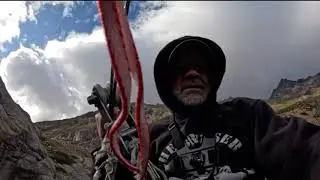 Crossing the First Tyrolean Traverse - Huemul Circuit, Patagonia