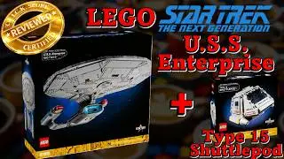 LEGO Star Trek U S S  Enterprise NCC 1701 D & LEGO 40768 Type 15 Shuttlepod - Speed Build and Review