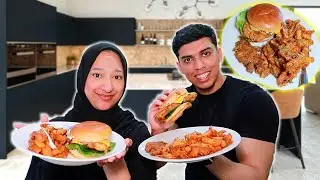 Cooking Spicy Chicken Burger & Masala Chips