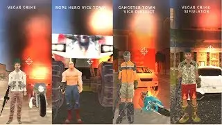 ► Fire Car Ride Stunts Competition - Rope Hero, Gangster Town Vice District, Vegas Crime Simulator