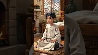 A young Muslim boy sitting politely with hands resting on his thighs while making dua #kidsplay #int