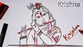 Very easy line art bal Krishna thakura drawing