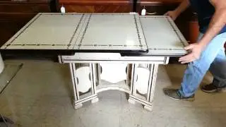 Vintage 1920's to 1940's Enamel Top Cottage Style Kitchen Table With Draw Leaf and Drawer