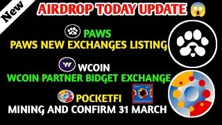 Paws Airdrop New Exchange Listing 😱 | Pocket Fi AirDrop Mining End 31 MARCH | Wcoin Patner Bidget