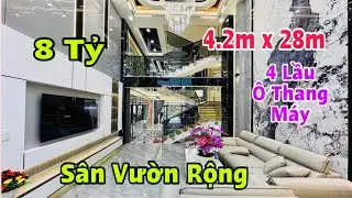 Nhà Phố Sân Vườn 4.2m x 28m có Ô Thang Máy 5 Tầng rộng Thênh Thang đường To vỉa hè cây xanh rợp mát 