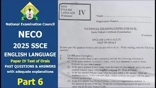 Test of Orals NECO 2025 SSCE English Language Past Questions & Answers (PART 6)  #NECOpastquestions