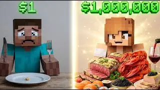 The $1 Meal and $1,000,000 💵💲😲 | Fun Minecraft Simulation From Poverty to Wealth | Funny ZenCraft