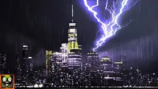Heavy Thunderstorm Sounds over New York City | Rain, Thunder & Lightning Sound Effects for Sleeping