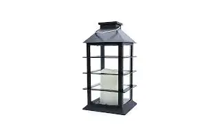 Solar Powered Lantern with LED Candle Black