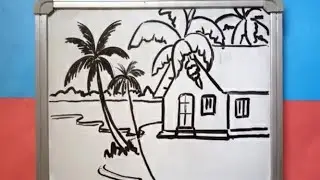 A very beautiful village scenery drawing/ for Happy New Year 2026/ step by step/ for beginners 