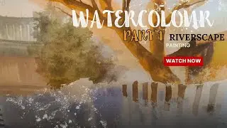 First part of my new riverscape in watercolor painting 🎨🖌️
