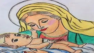 How To Draw Mother Mary And Baby Jesus || Christmas Drawing || 