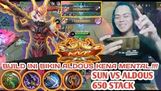 Sun Vs Aldous 650 Stack, Sun Vs Aldous, Sun EXP Lane, Build Sun, Emblem, Gameplay Tips And Tricks