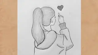 How to draw a girl with long hair backside drawing step by step | pencil sketch for beginners