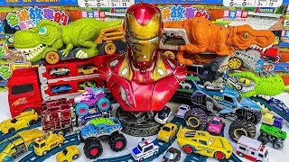 Unboxing Iron Man x Tomica Transport Vehicle in Station Collection: Superhero smash Dinosaur Trucks