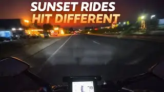 KTM Duke 250 Peaceful Sunset Ride  | Red Sky Cruising Motovlog with djiaction5pro camera