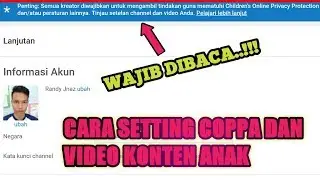 CARA SETTING COPPA DAN VIDEO KONTEN ANAK