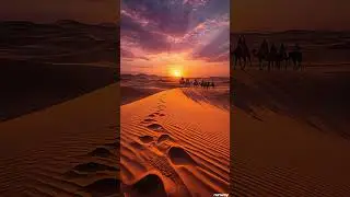 Golden Desert / Camel Caravan #sunset #desert #golden #camel #caravan