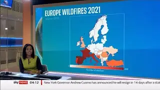 Weather Events 2021 - Europe wild fires data Greece & heat map (17) - Sky & BBC - 11th August 2021