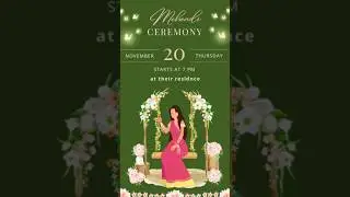 Mehndi Ceremony Invitation #invitation #einvites #wedding #drawing #digitalcards #bride #groom #art