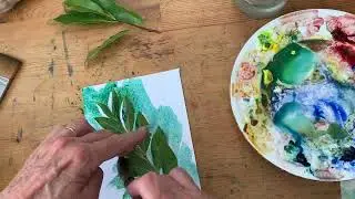 Creating stencils with leaves and watercolors