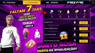 ATÉ QUE FIM! SURTO ROSA GRÁTIS NA ATUALIZAÇÃO? SOMBRA ROXA, EMOTE PRA GERAL E TROCA NICK - FREE FIRE