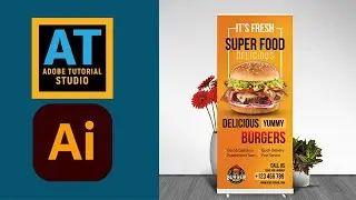 Food Restaurant Roll Up Banner Design in Adobe Photoshop