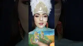 Maquillaje Inspirado en Rapa Nui🏝✨️Suscribete para m&aacute;s🇨🇱 #chile #rapanui #pascuense #septiembre