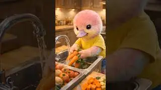 Duckling prepares soup with vegetables 🦆#trending #shorts