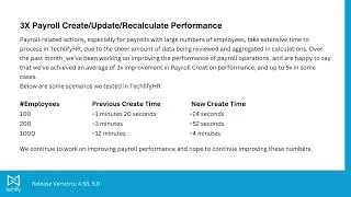 TechlifyHR Release Versions 4.58, 5.0