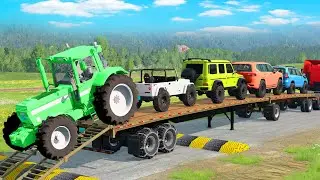 Flatbed Truck McQueen | Transportation with Truck - Pothole vs Car #26 | BeamNG.Drive Gameplay
