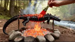 Cooking a Massive Dragon Scorpion in the Wild Boil, Grill, Feast (ASMR Outdoor Cooking)