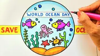 World Ocean Day Drawing | Easy drawing ideas for Ocean Day poster