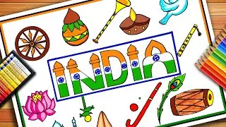 India The Land of Culture Drawing | Cultural Diversity of India Drawing | Cultural Diversity Drawing