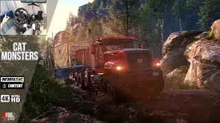 CAT CT681 6x6 ( Huge Flatbed Hauler ) - SnowRunner | Steering Wheel Gameplay