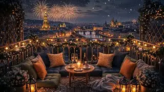New Year Rooftop Jazz in Prague ☕ Cozy Night Café Ambience & Winter Jazz Music for Relaxing