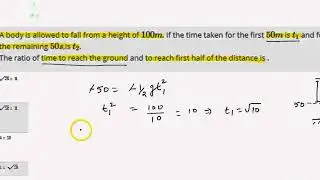 A body is allowed to fall from a height of `10 m`  If the time taken for the first `50 m` is `t 1` a
